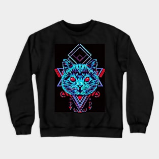 Neon Cat Crewneck Sweatshirt